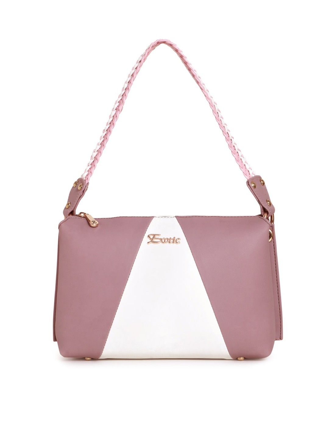 

Exotic Colourblocked Structured Handheld Bag, Pink