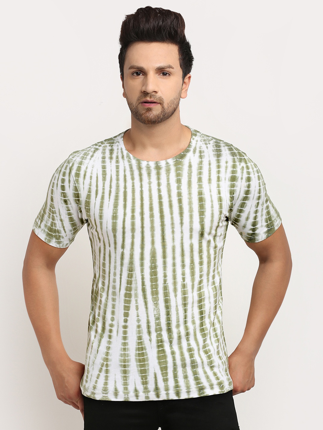 

Ennoble Men Tie and Dye Dyed Pure Cotton T-shirt, Green