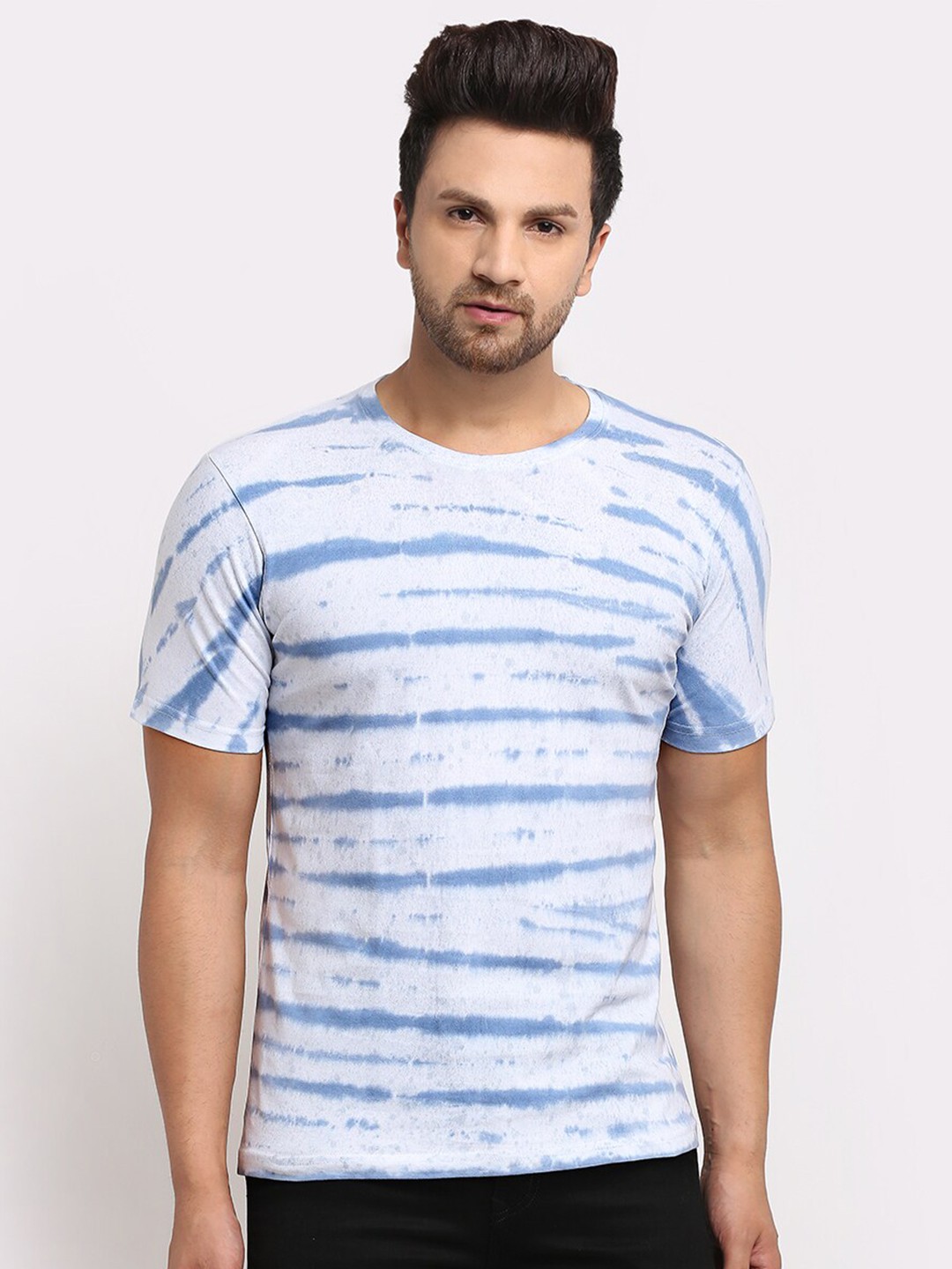 

Ennoble Men Tie and Dye Pure Cotton T-shirt, White