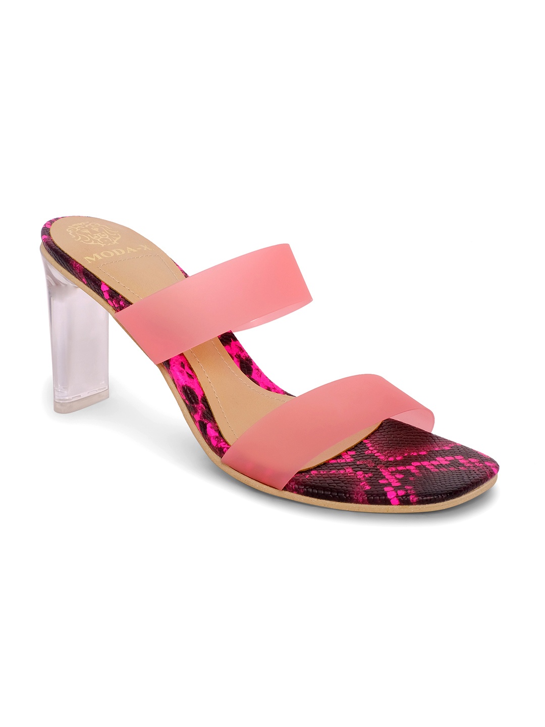 

MODA-X Printed Open Back Heels, Pink