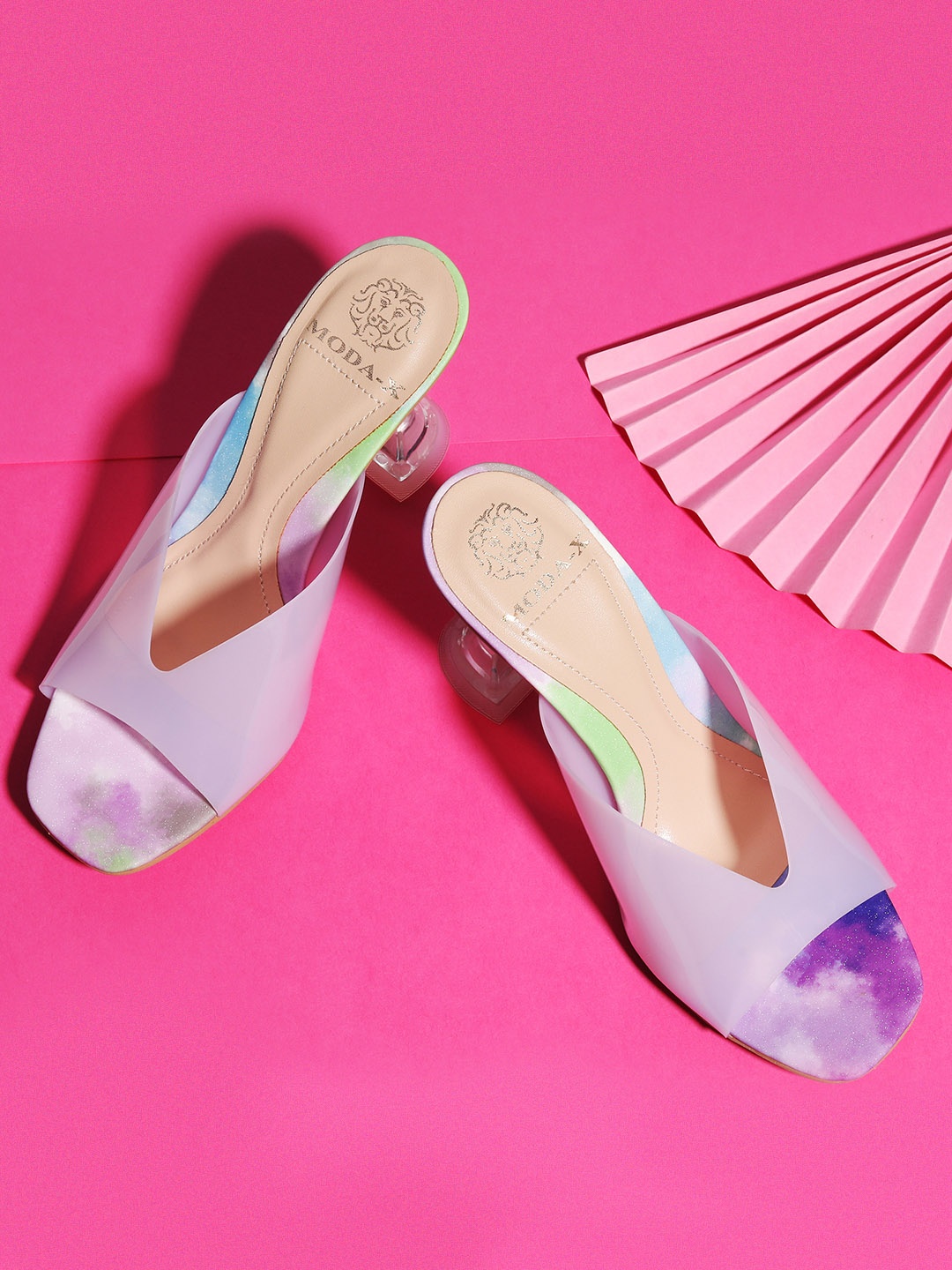 

MODA-X Open Back Block Heels, Lavender