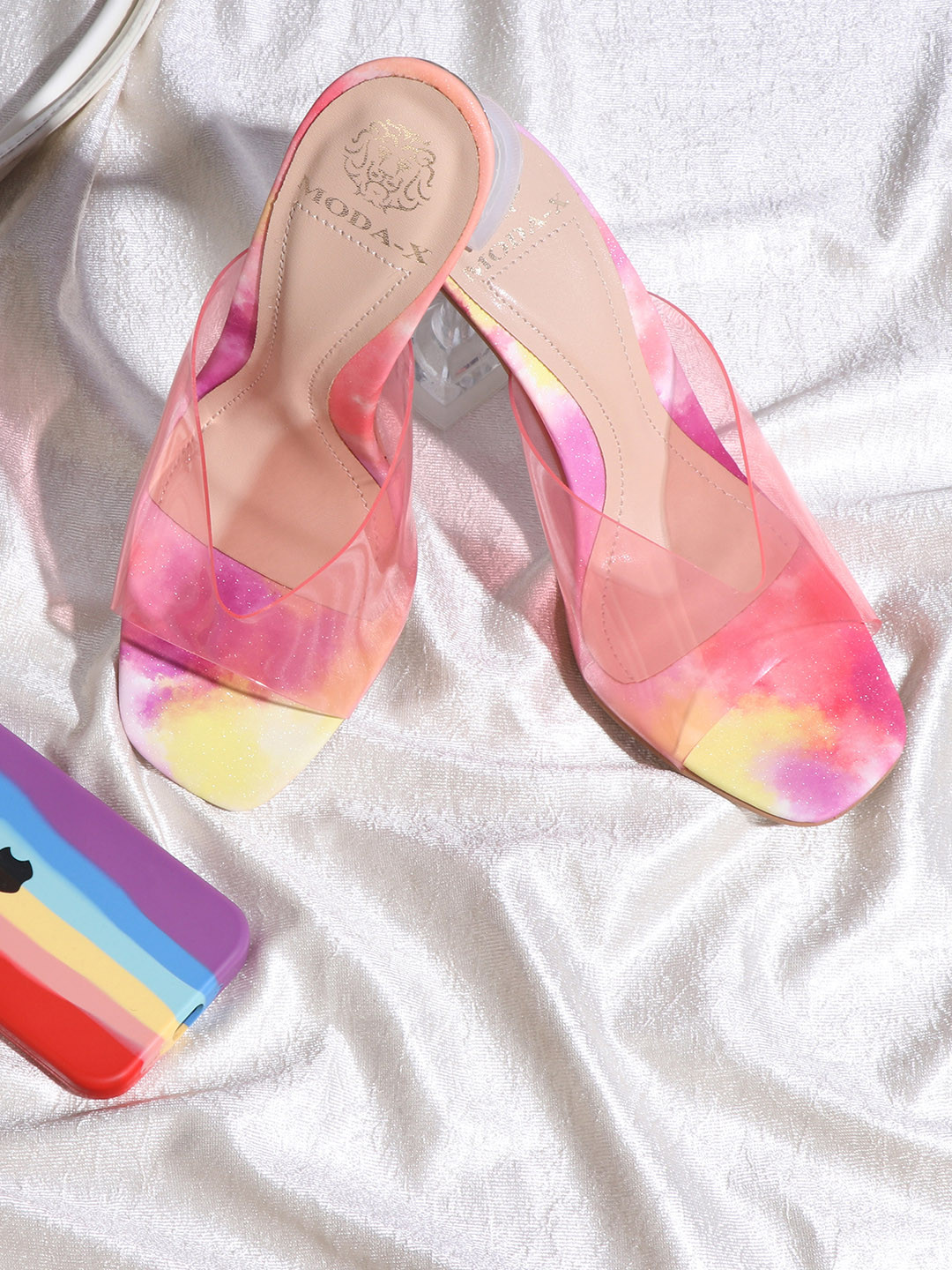 

MODA-X Open Toe Block Heels, Pink