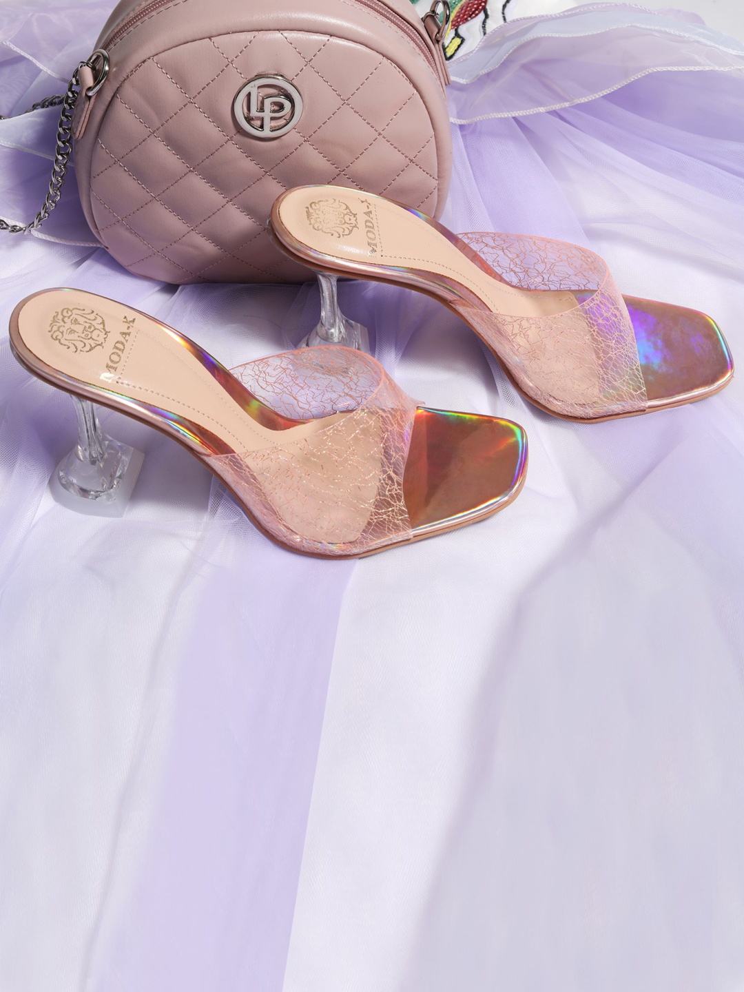 

MODA-X Embellished Block Heels, Rose gold