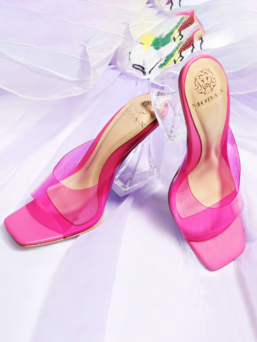 

MODA-X Open Toe Block Heels, Pink