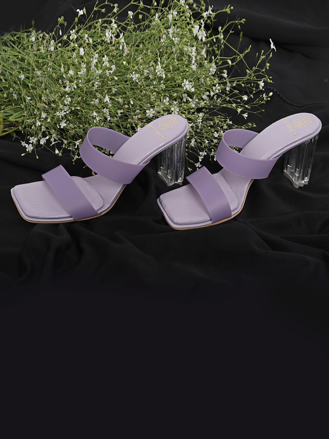 

MODA-X Open Toe Block Heels, Lavender