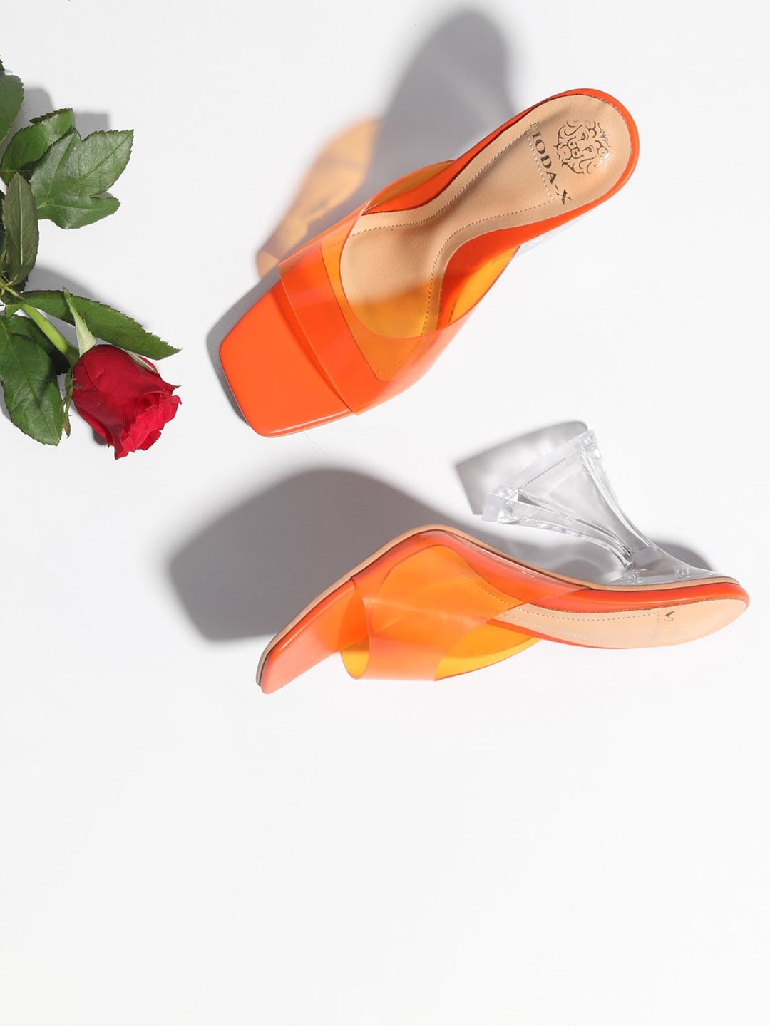 

MODA-X Open Toe Block Heels, Orange
