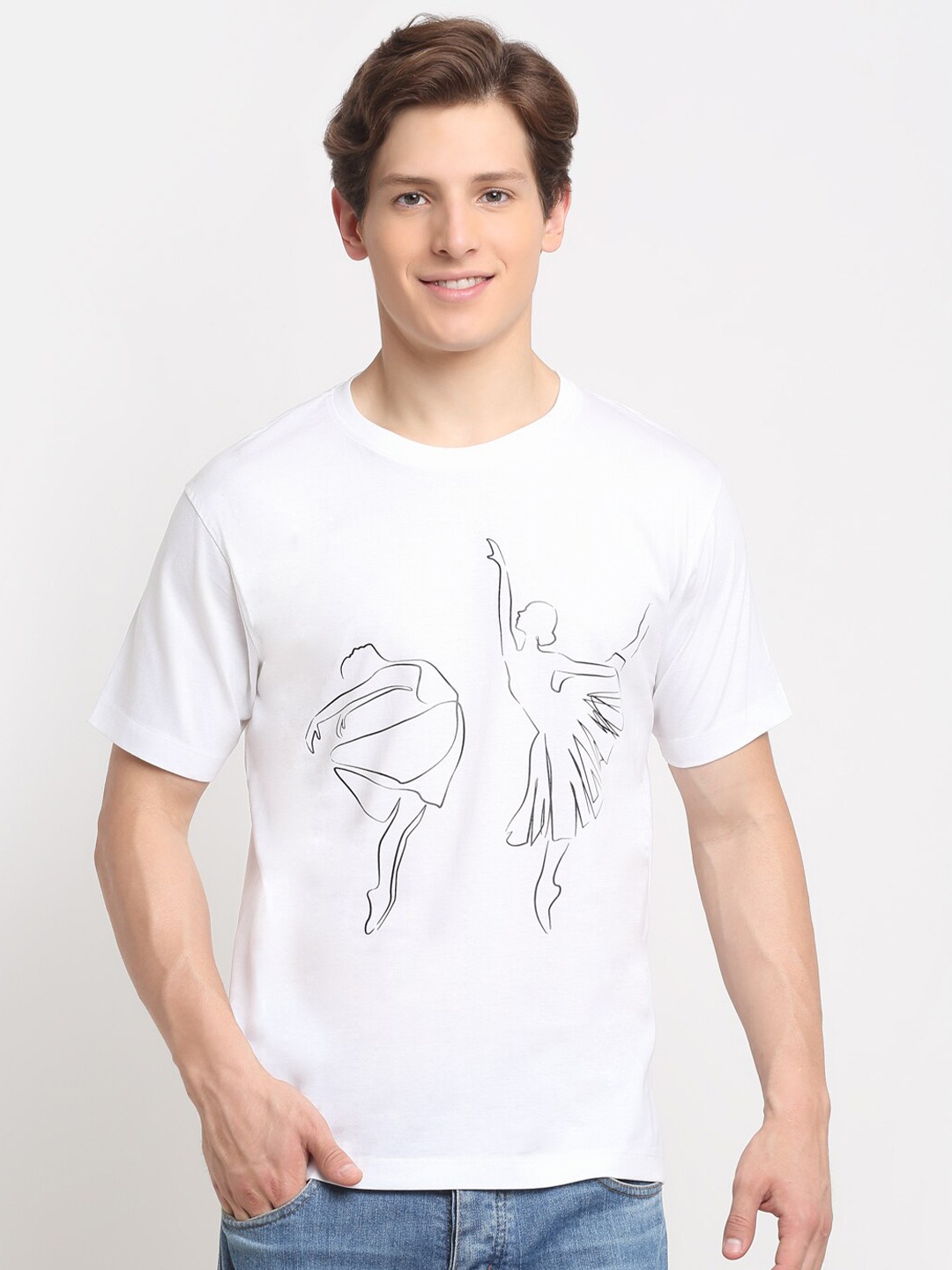 

Ennoble Men Graphic Printed Cotton T-shirt, White