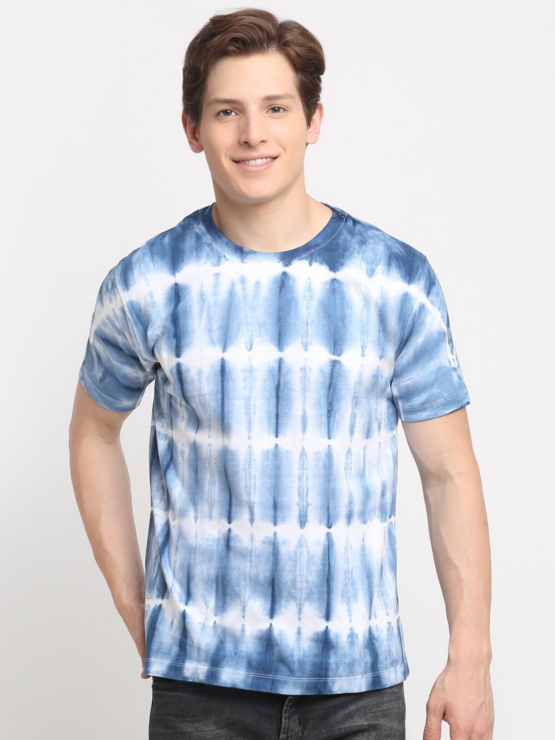 

Ennoble Men Cotton Tie and Dye Round Neck T-shirt, Blue