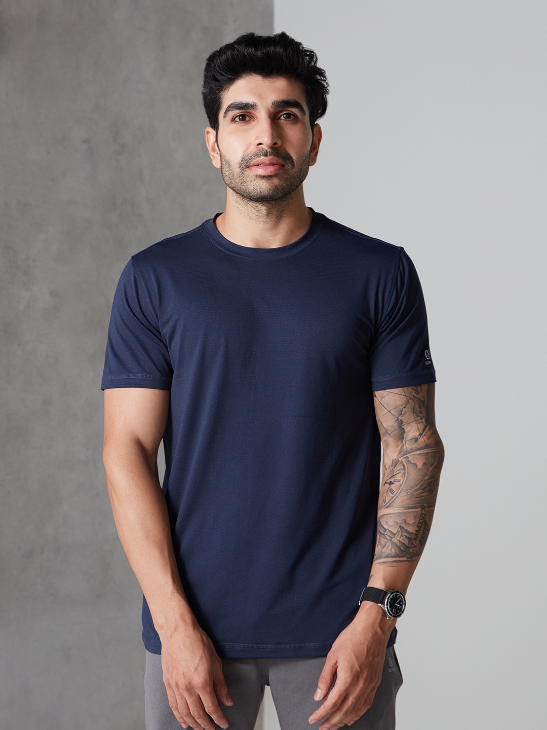 

Gloot Men Anti Odour Running T-shirt with Sun Protection, Navy blue