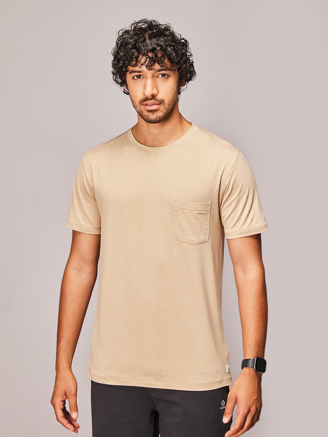 

Gloot Men Anti Odour Sports T-shirt with Sun Protection, Camel brown