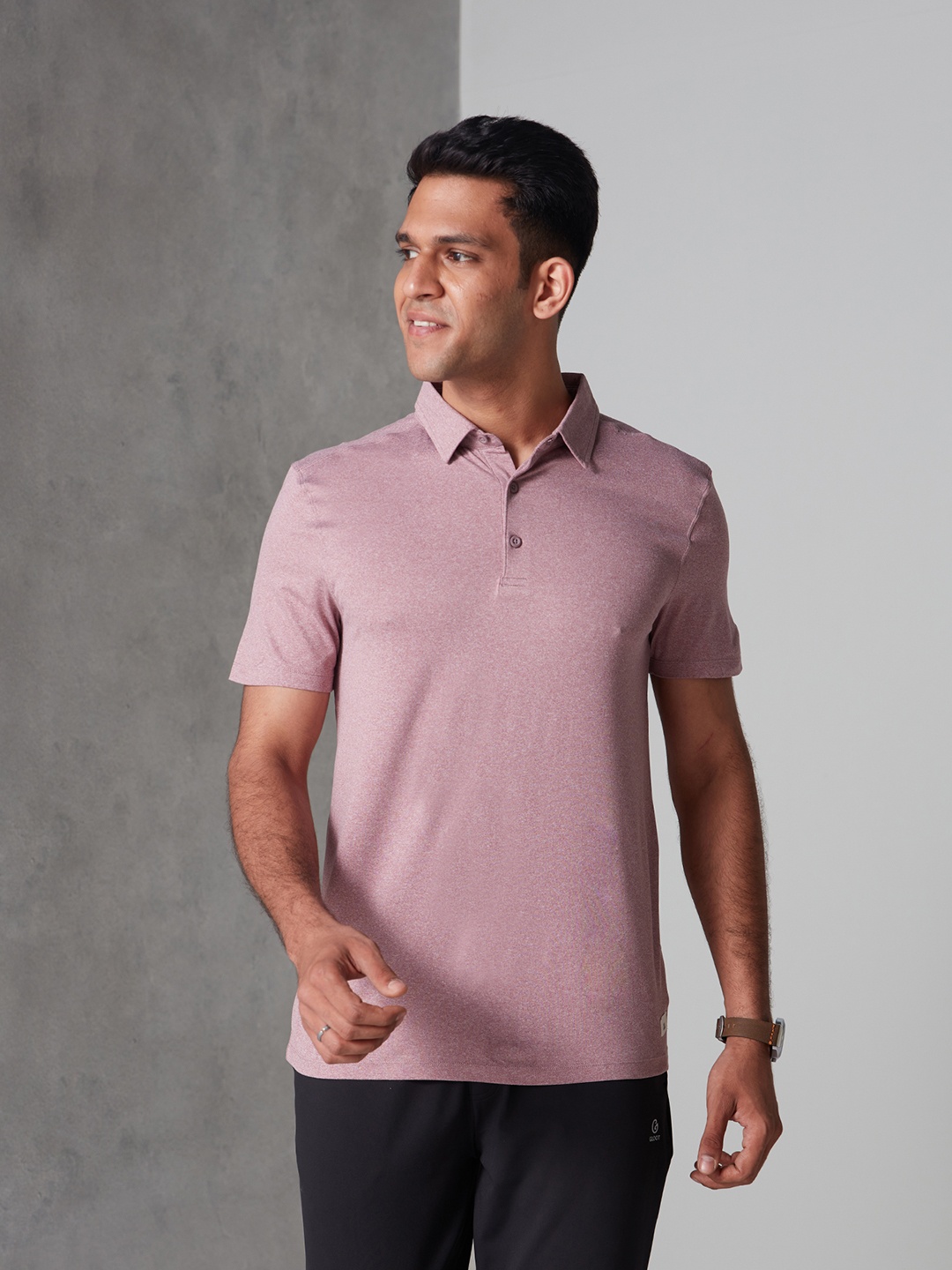 

Gloot Men Anti Odor Active Lite Polo Collar T-shirt with Sun Protection, Mauve