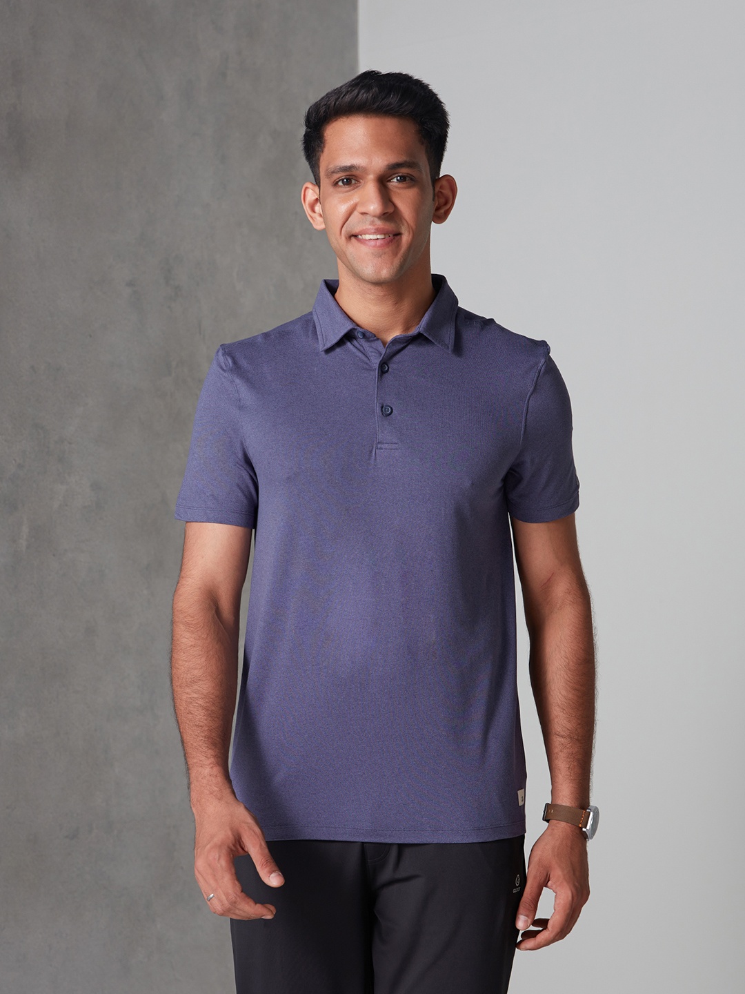 

Gloot Men Anti Odour Polo Collar Running T-shirt with Sun Protection, Blue