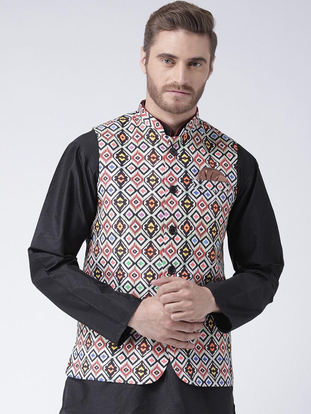 

hangup plus Men Printed Woven Formal Nehru Jackets, Off white