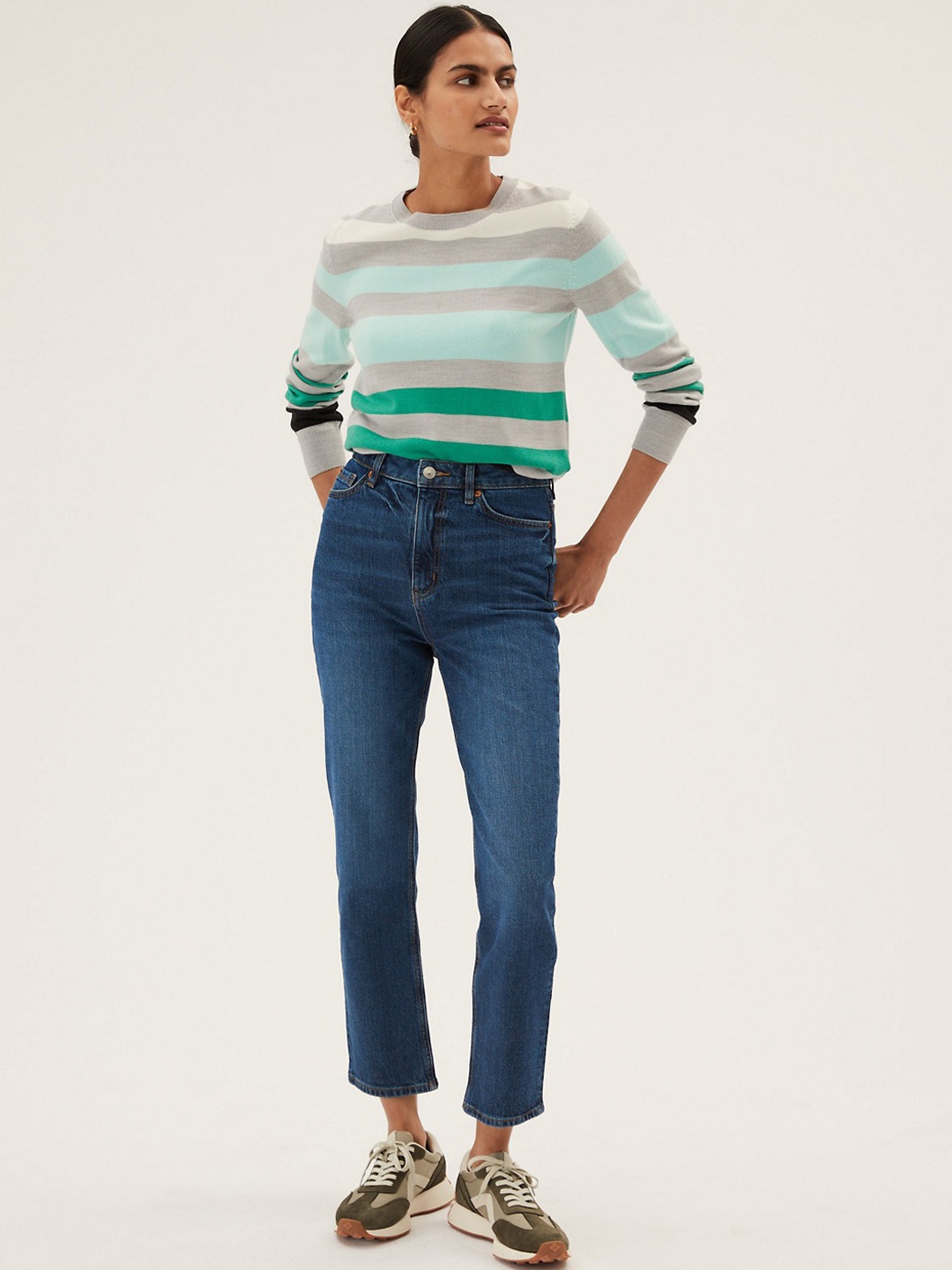 

Marks & Spencer Women Straight Fit High-Rise Jeans, Blue