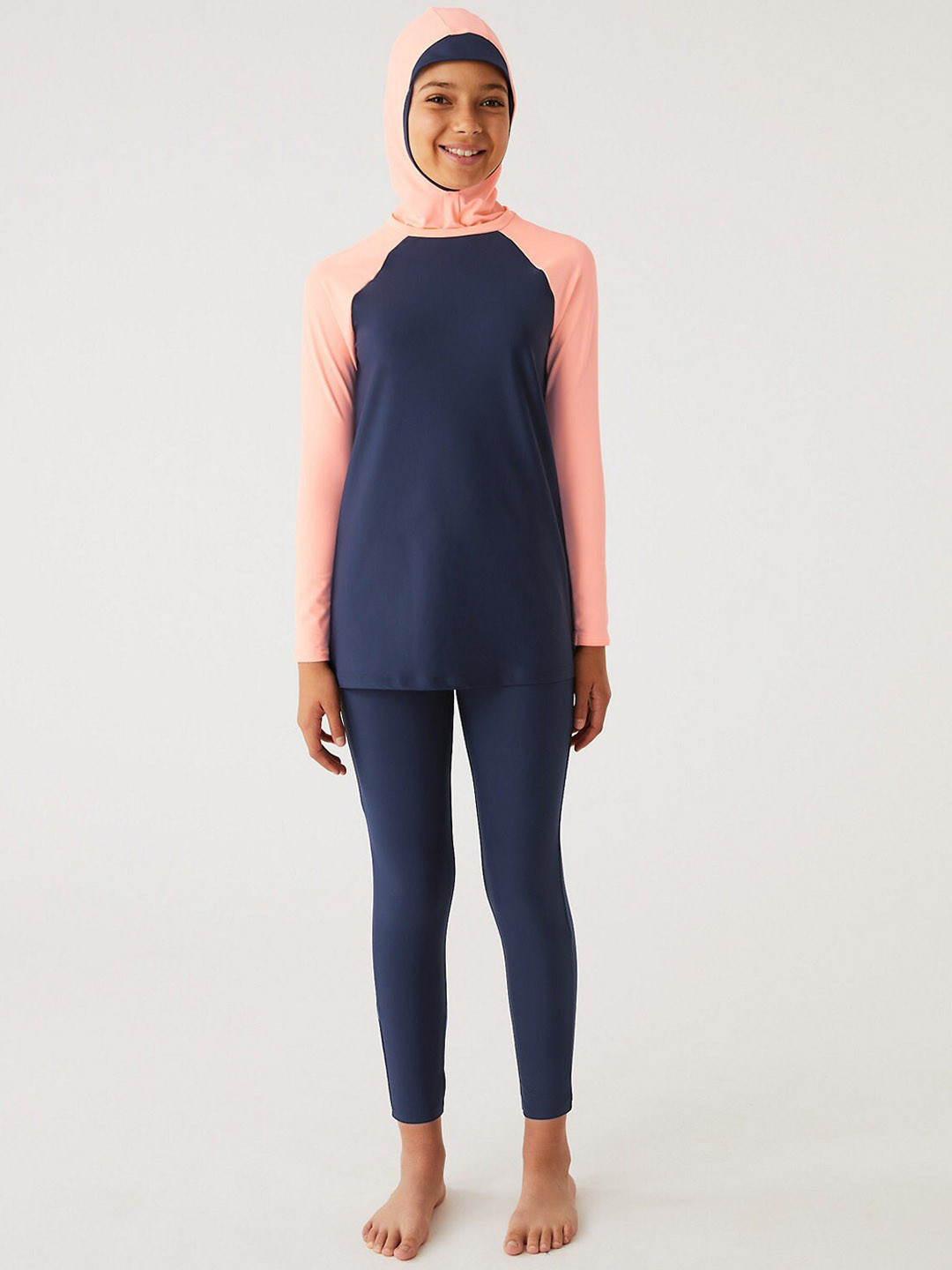 

Marks & Spencer Girls T-Shirt & Tights With Headwear Swim Set, Navy blue
