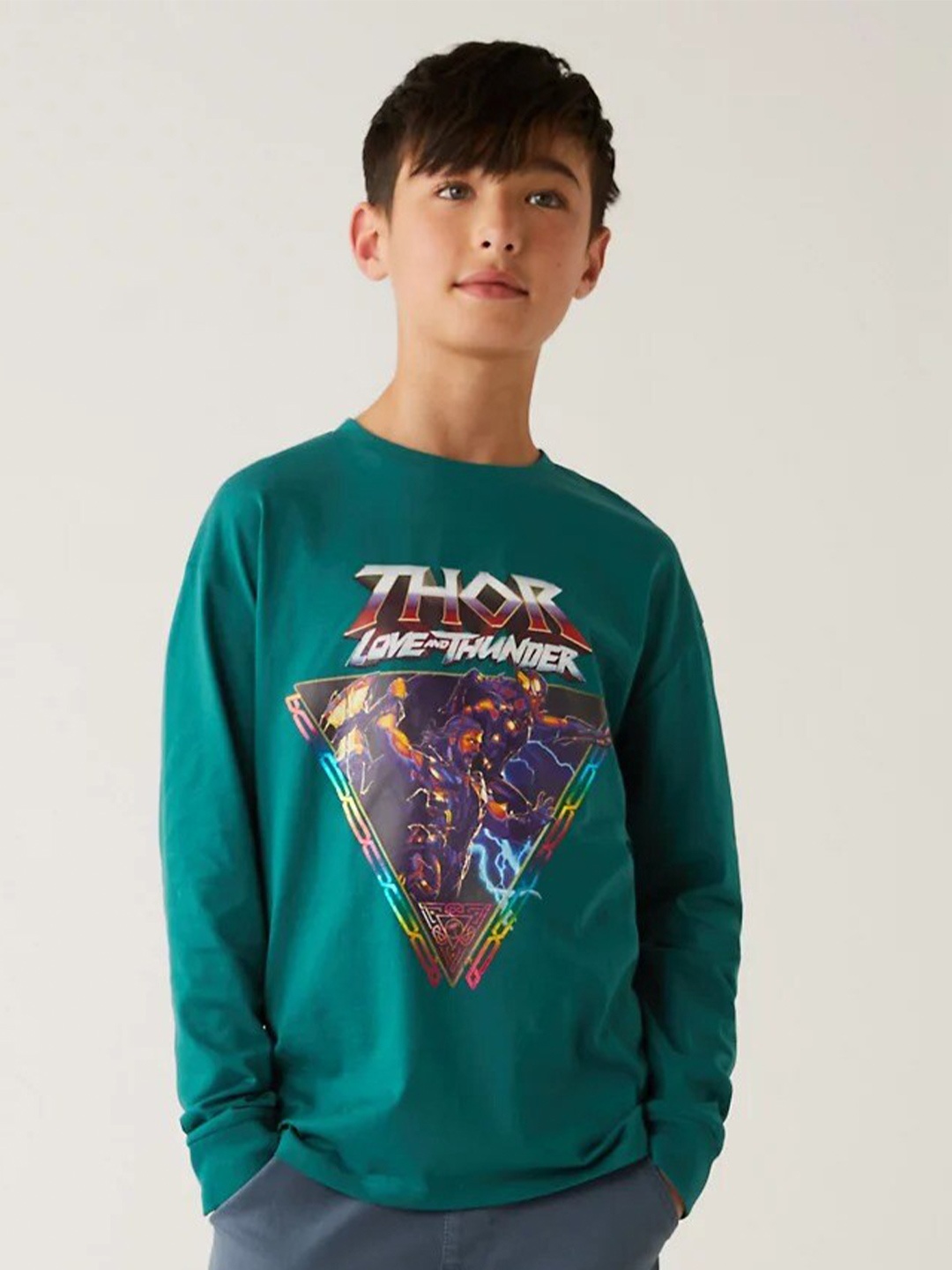 

Marks & Spencer Boys Printed Round Neck Pure Cotton T-shirt, Green