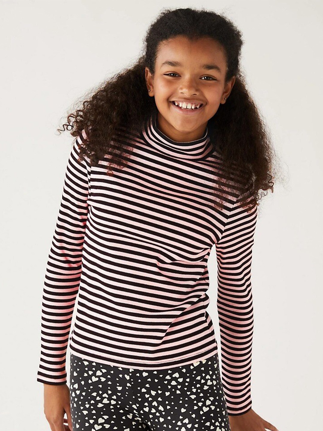 

Marks & Spencer Girls Pink & Black Striped Top