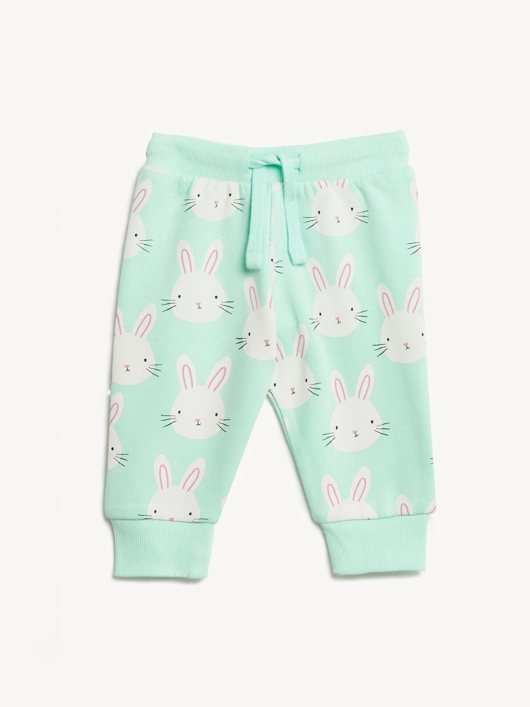 

Marks & Spencer Girls Printed High-Rise Joggers Trousers, Green