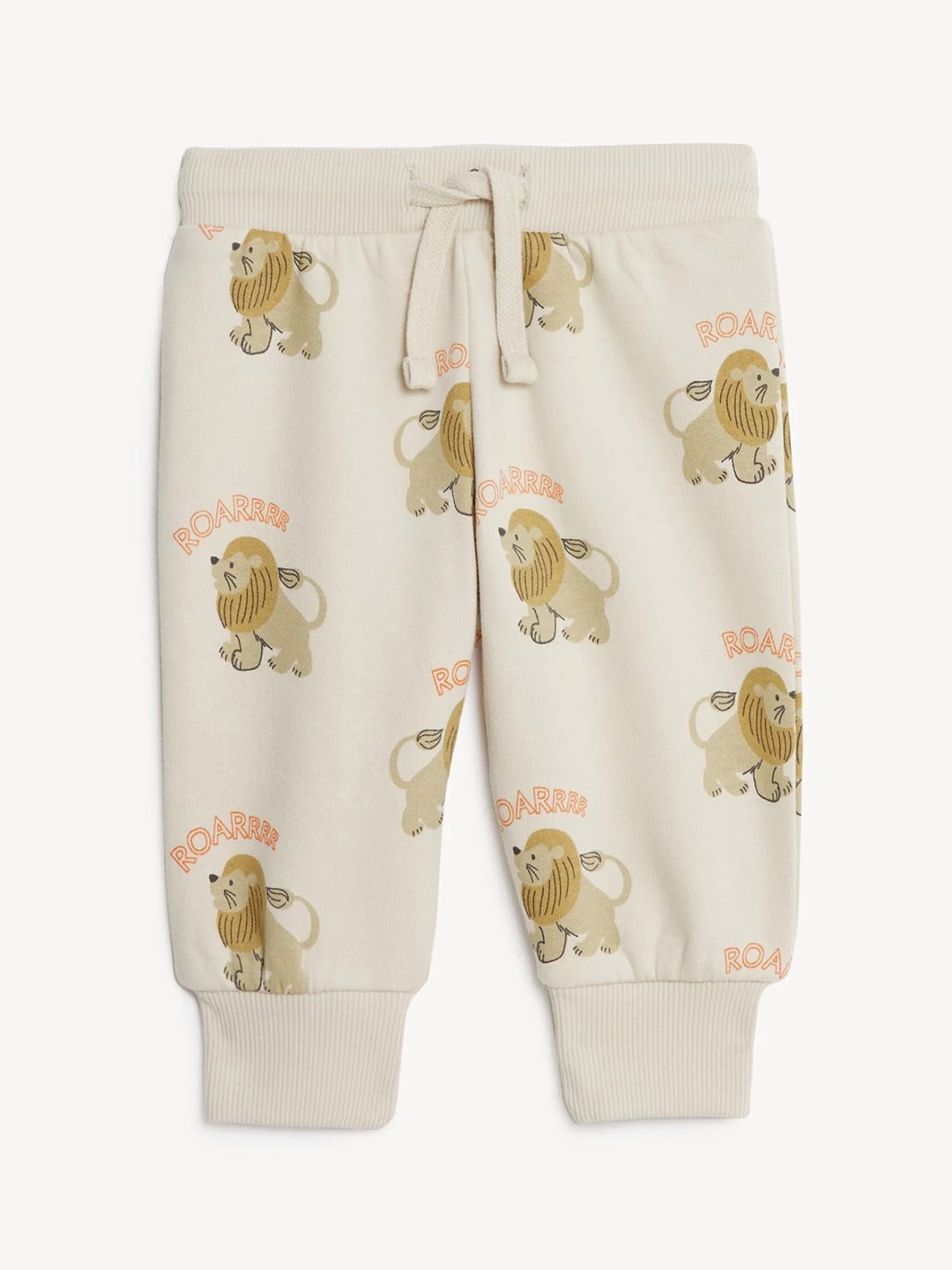 

Marks & Spencer Boys Printed High-Rise Joggers Trousers, Beige