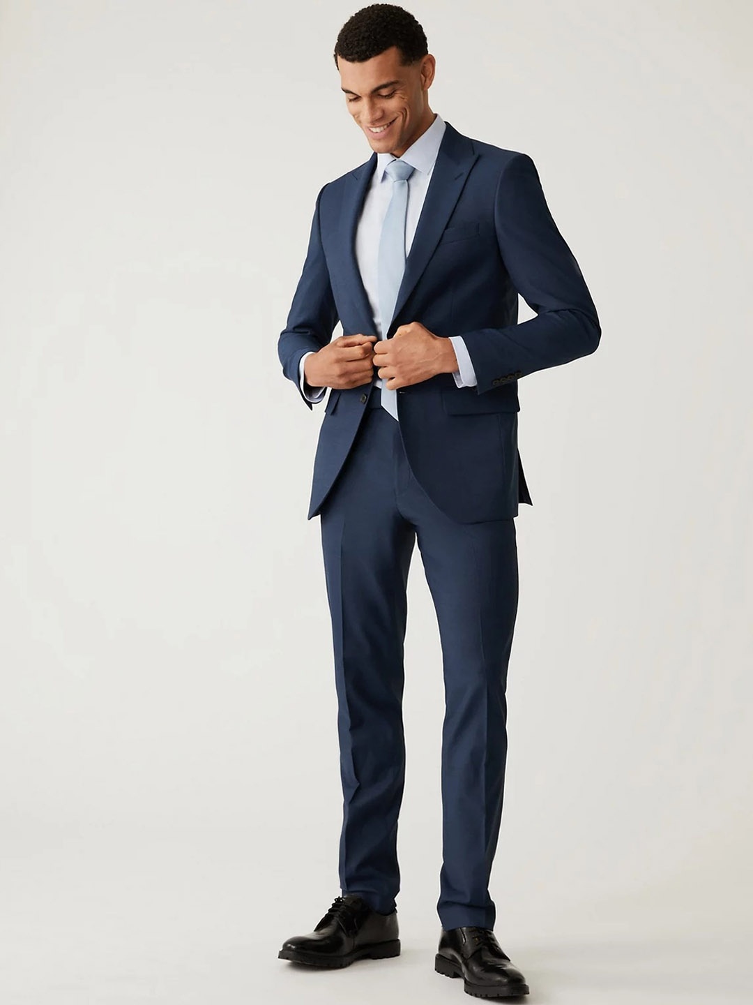 

Marks & Spencer INDIGO Shark Men Slim-Fit Single-Breasted Formal Blazer, Blue
