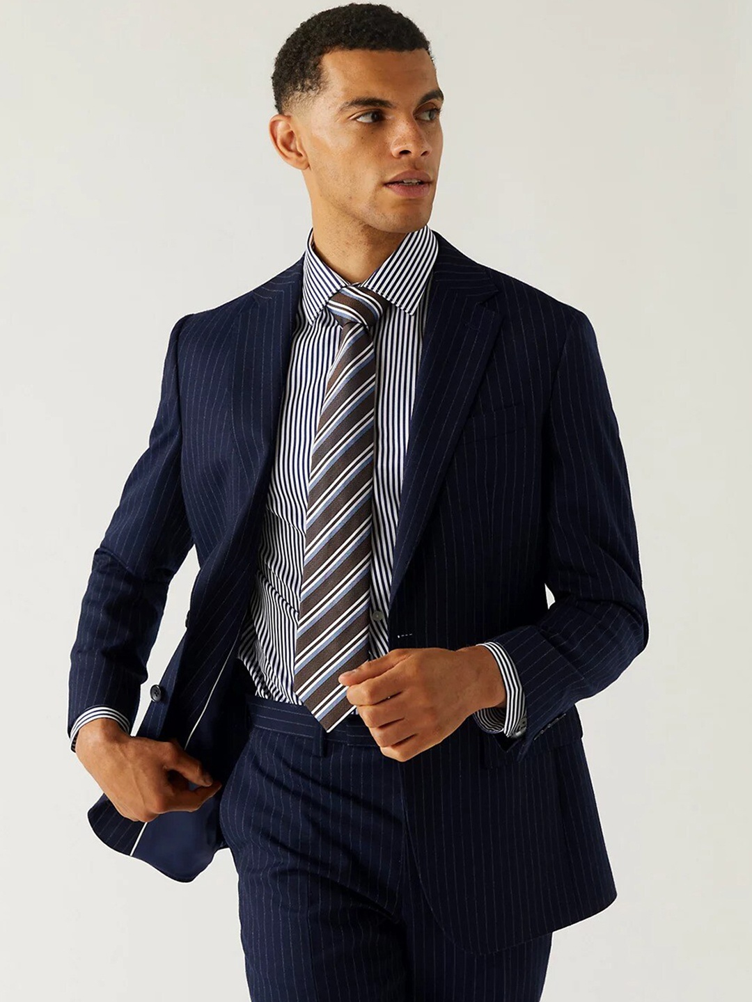 

Marks & Spencer Men Single-Breasted Formal Blazer, Navy blue
