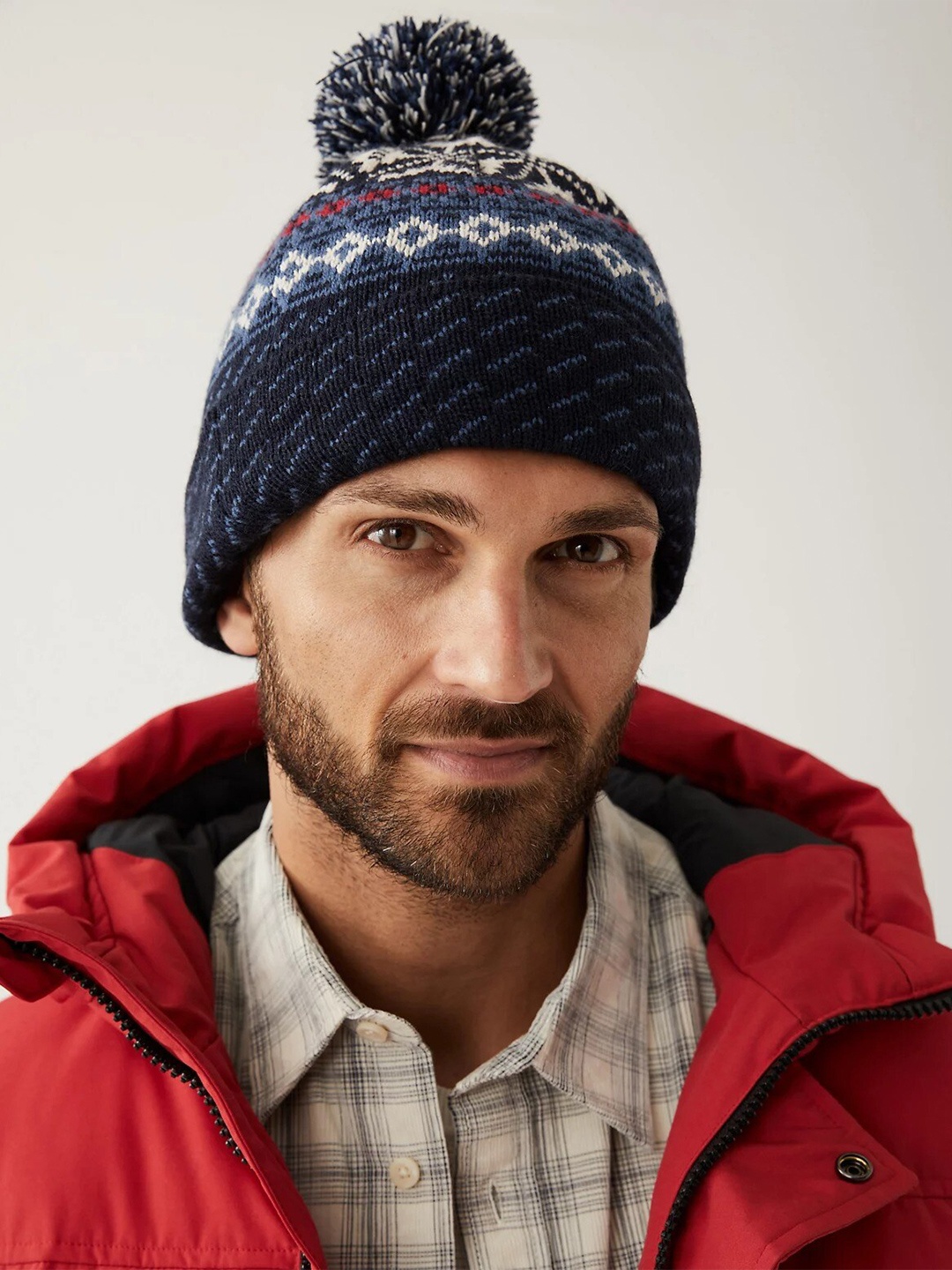 

Marks & Spencer Men Self Design Acrylic Beanie, Navy blue