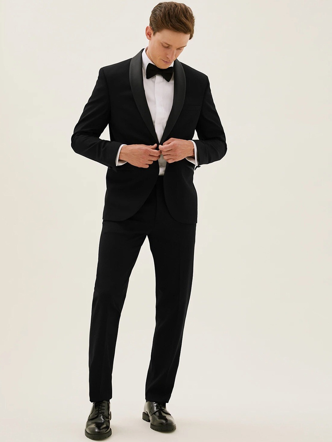 

Marks & Spencer Men High-Rise Chinos Trousers, Black