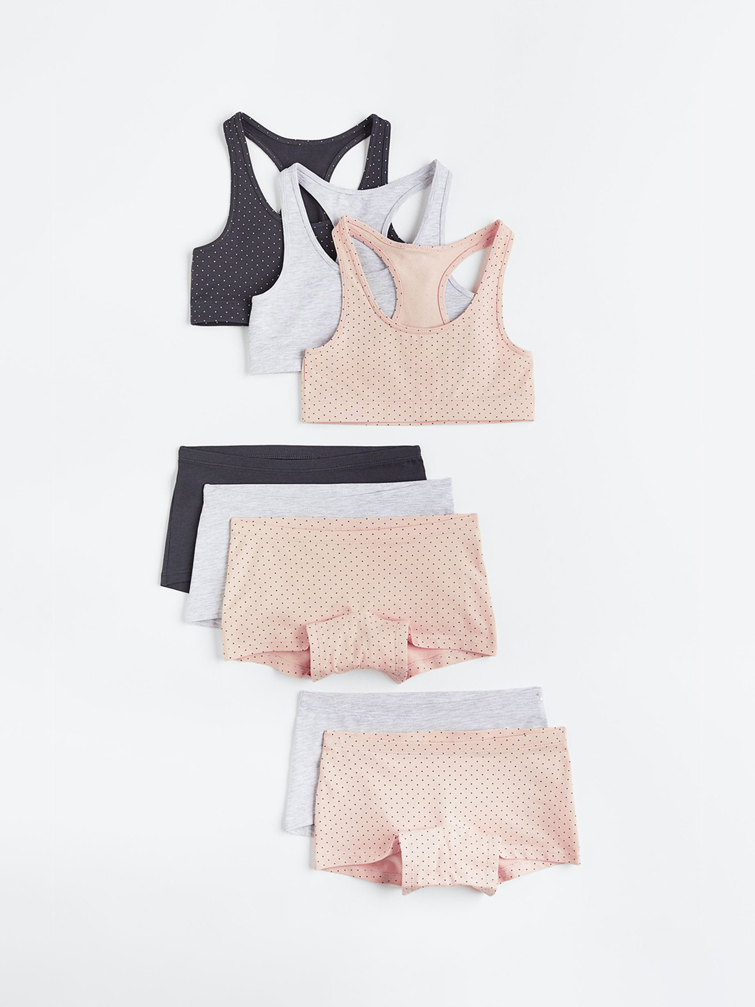 

H&M Girls 8-Pack Tops and Boxer Briefs, Grey