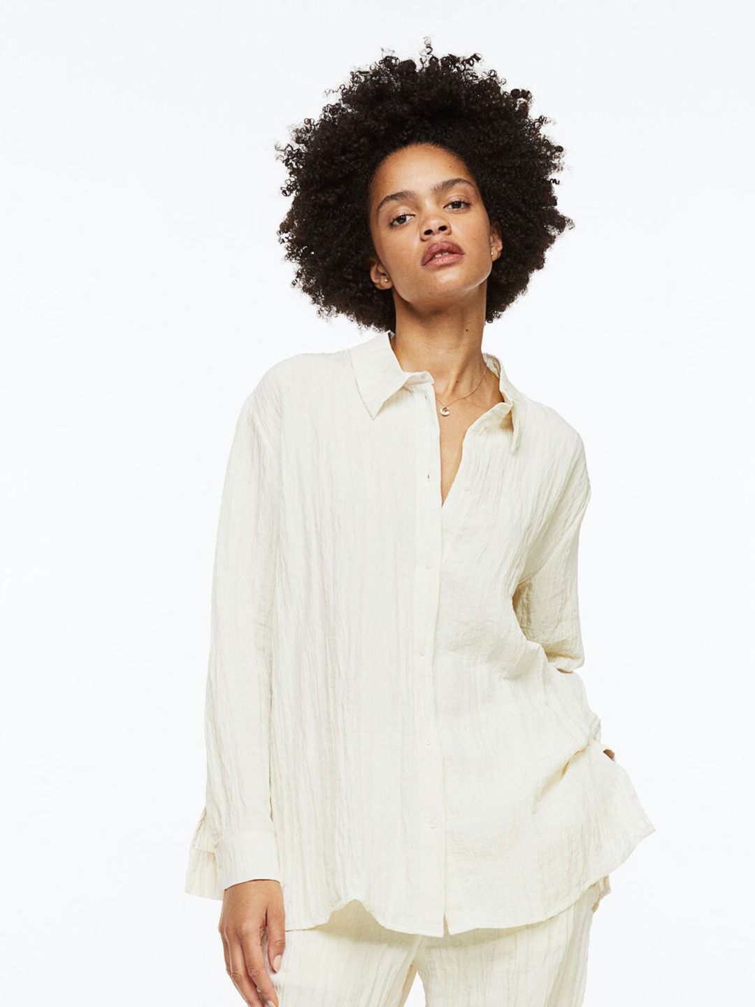 

H&M Crinkled Shirt, Off white