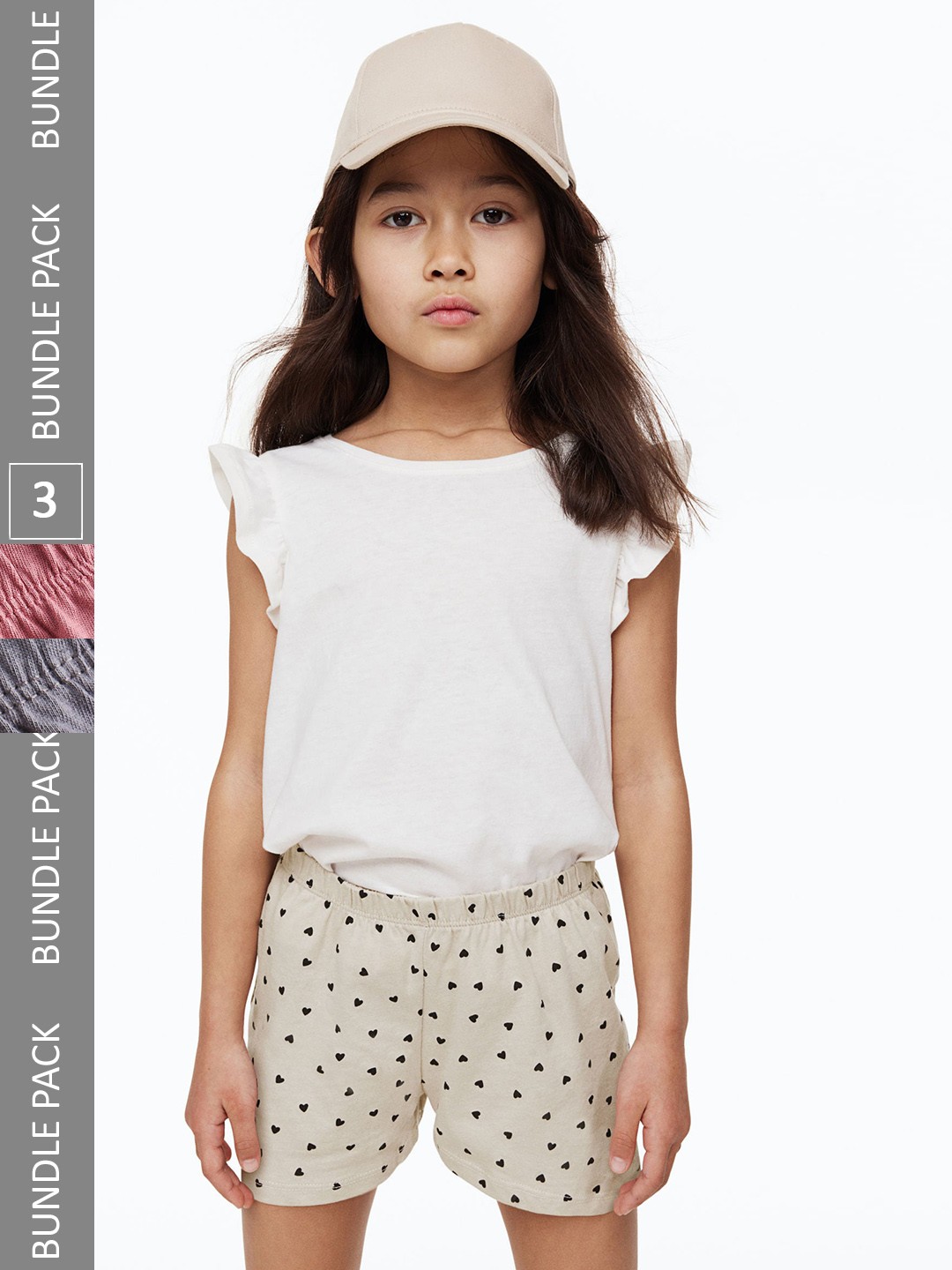 

H&M Girls 3-Pack Cotton Shorts, Grey