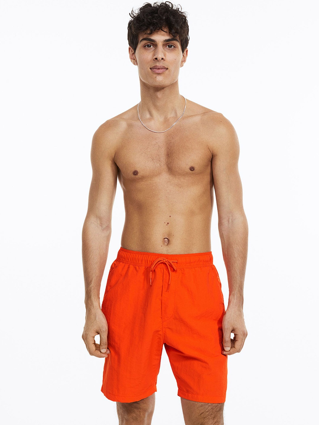 

H&M Men Relaxed Fit Nylon Shorts, Orange