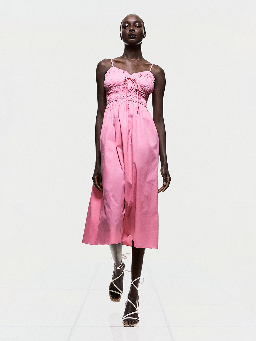 

H&M Women Smocked Cotton Dress, Pink