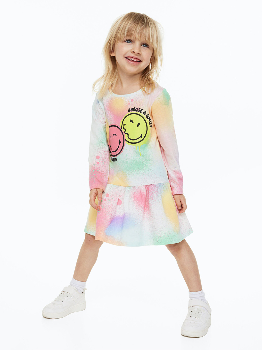 

H&M Girls Patterned Pure Cotton dress, White