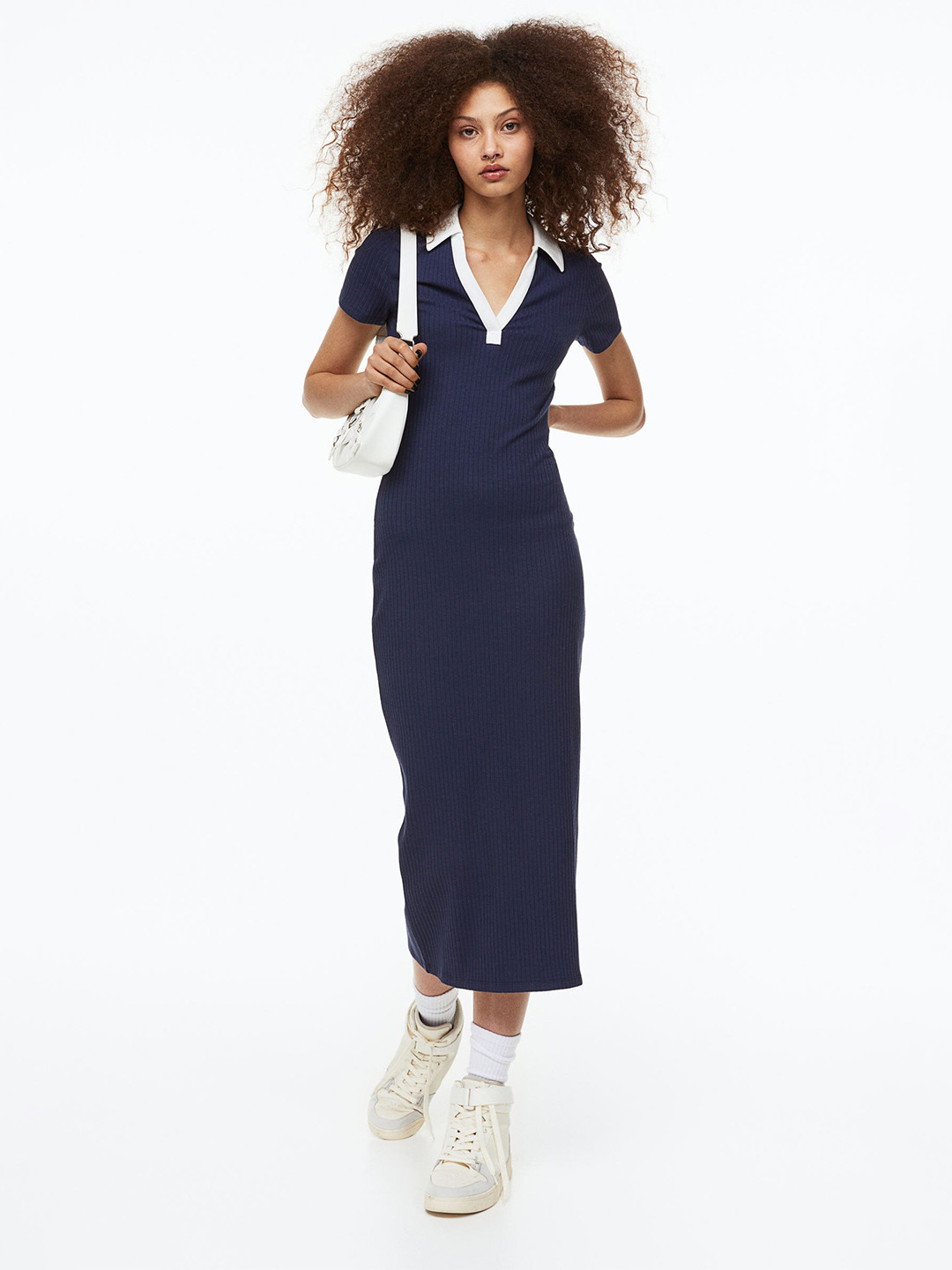

H&M Collared Bodycon Dress, Navy blue