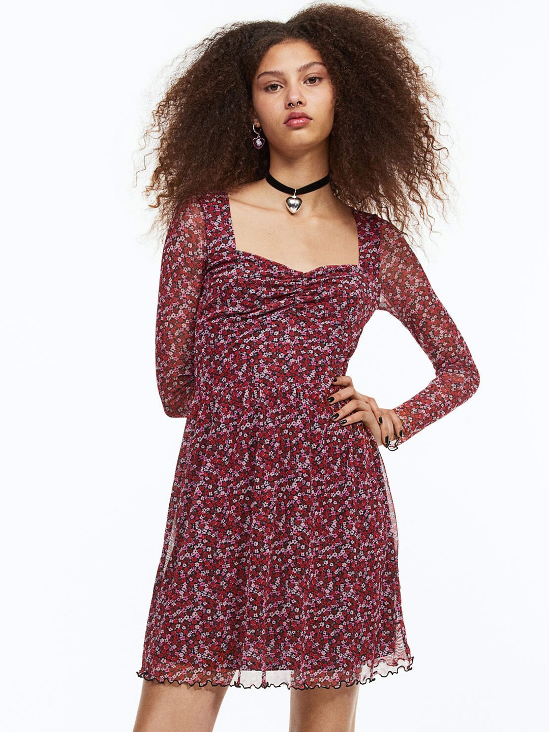 

H&M Women Mesh Dress, Red