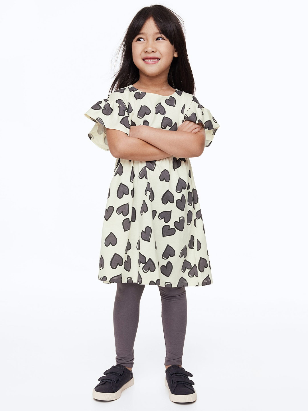 

H&M Girls 2-Piece Dress and Leggings Set, Grey