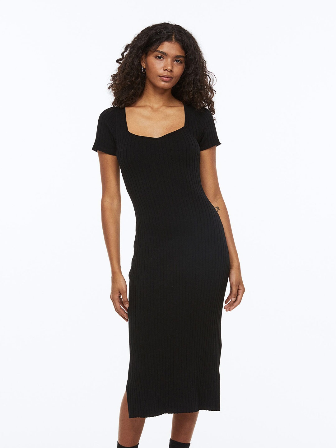 

H&M Women Rib-Knit Bodycon Dress, Black