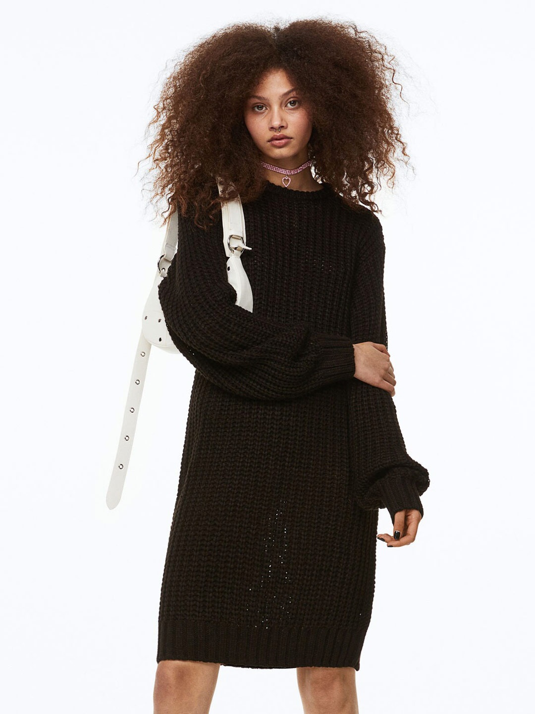

H&M Open-Backed Knitted Acrylic Dress, Black