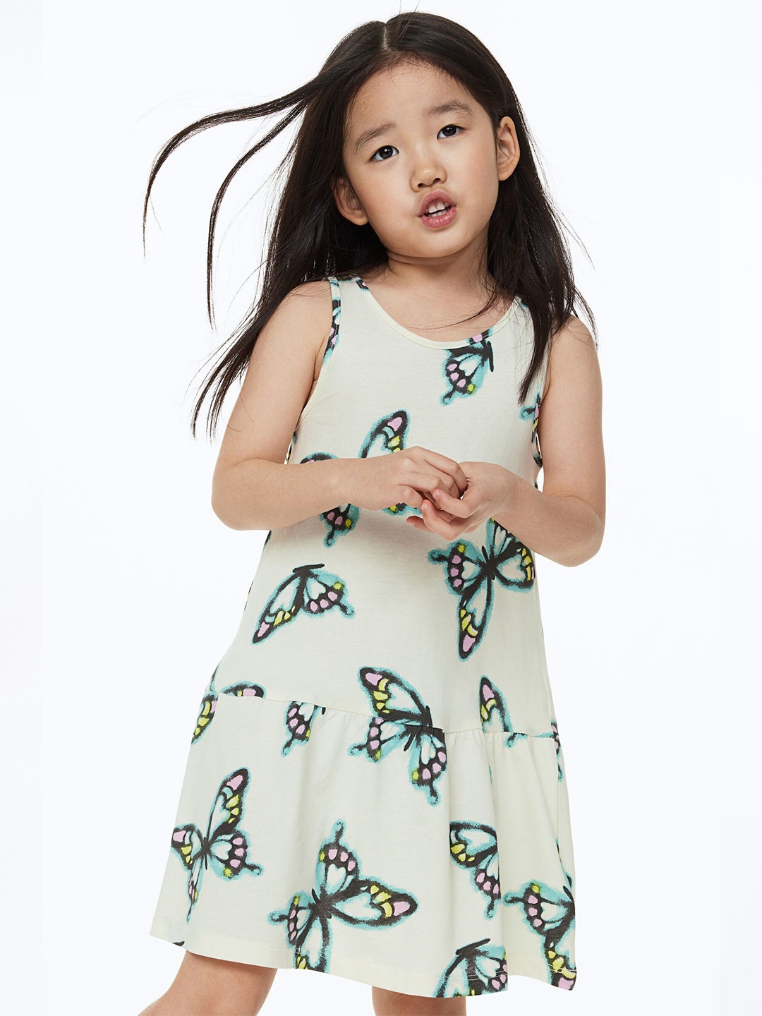 

H&M Girls Patterned Cotton Dress, White