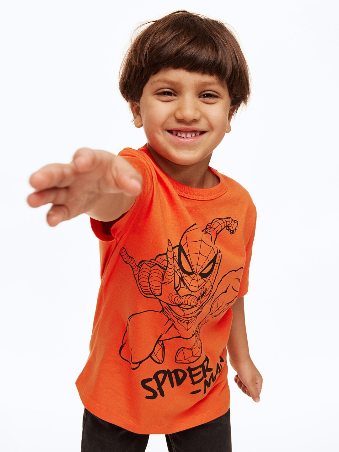

H&M Boys Spiderman Printed Cotton T-Shirt, Orange