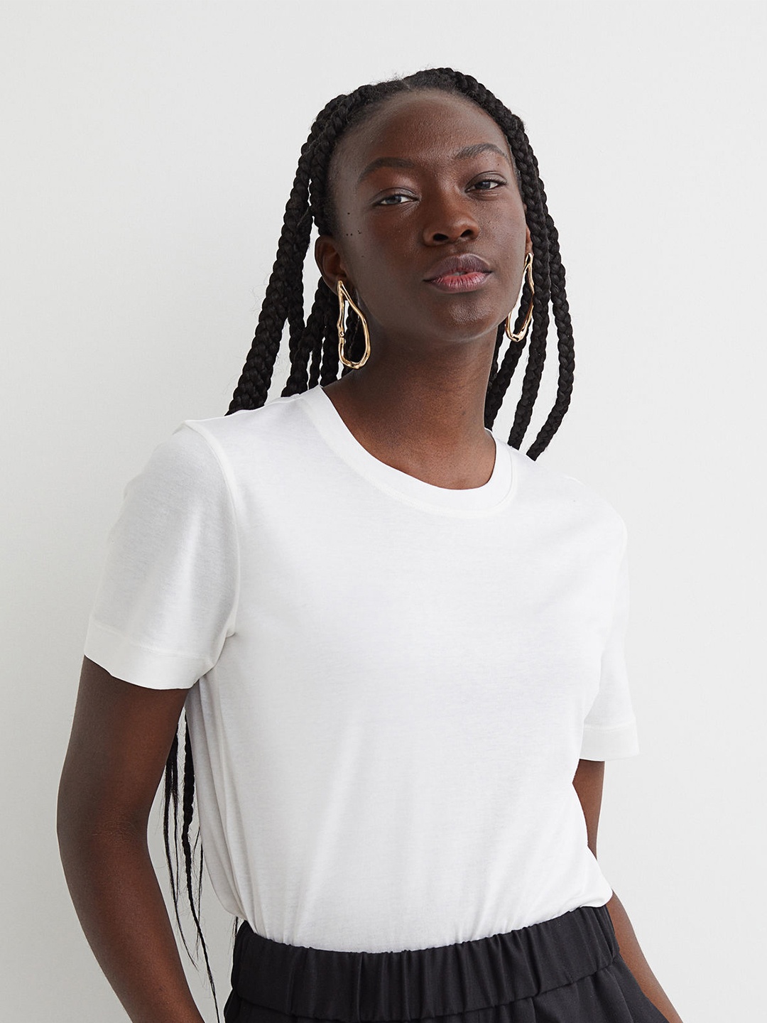 

H&M Women Silk-Blend T-Shirt, White