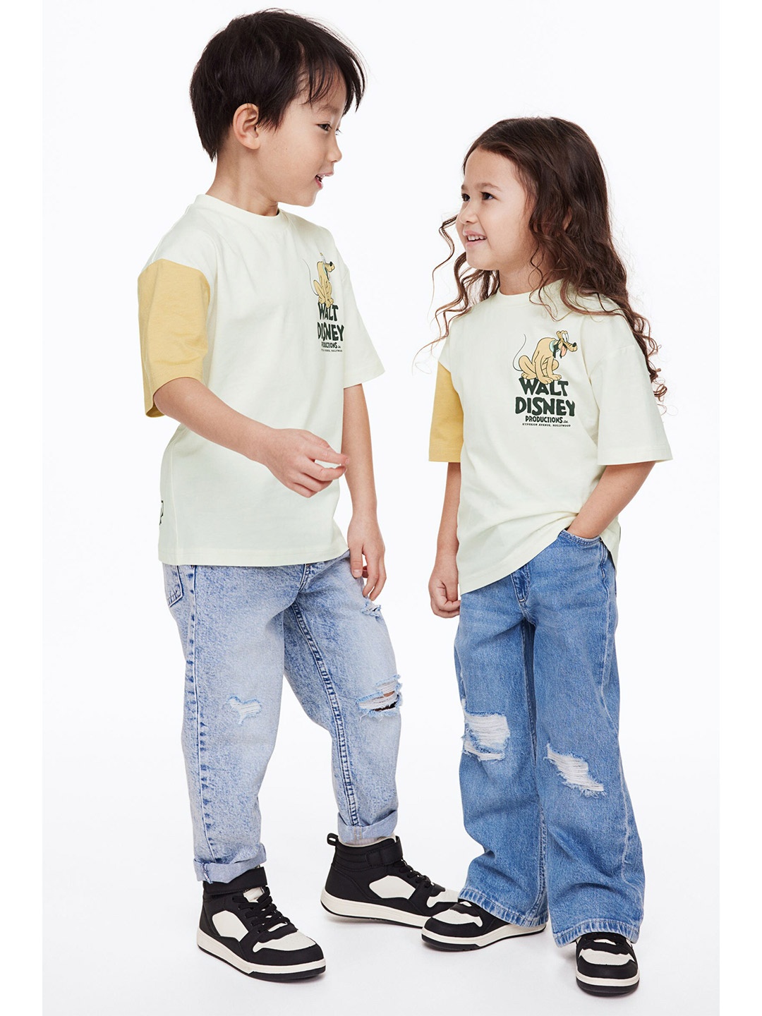 

H&M Girls Pluto Print-Motif T-Shirt, White