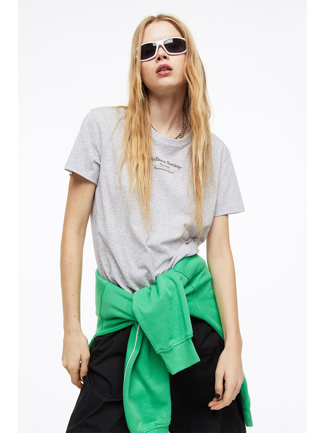 

H&M Women Printed T-shirt, Grey