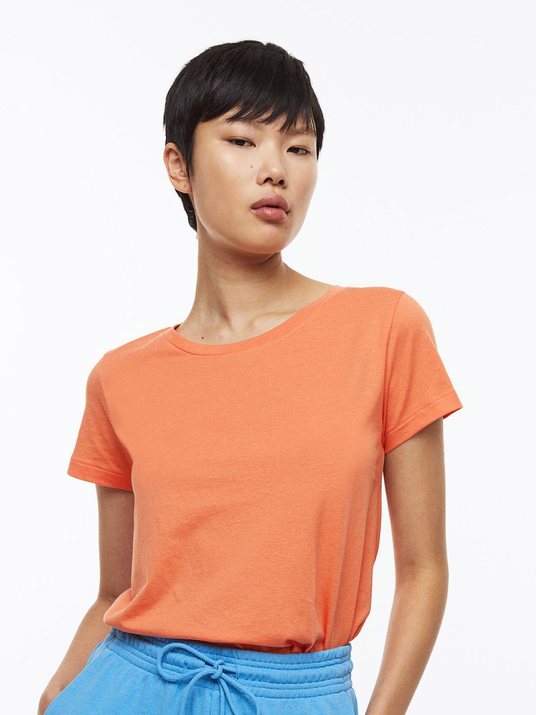 

H&M Women Cotton T-shirt, Orange
