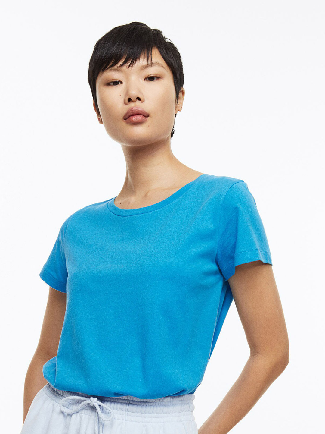 

H&M Women Cotton T-Shirt, Blue