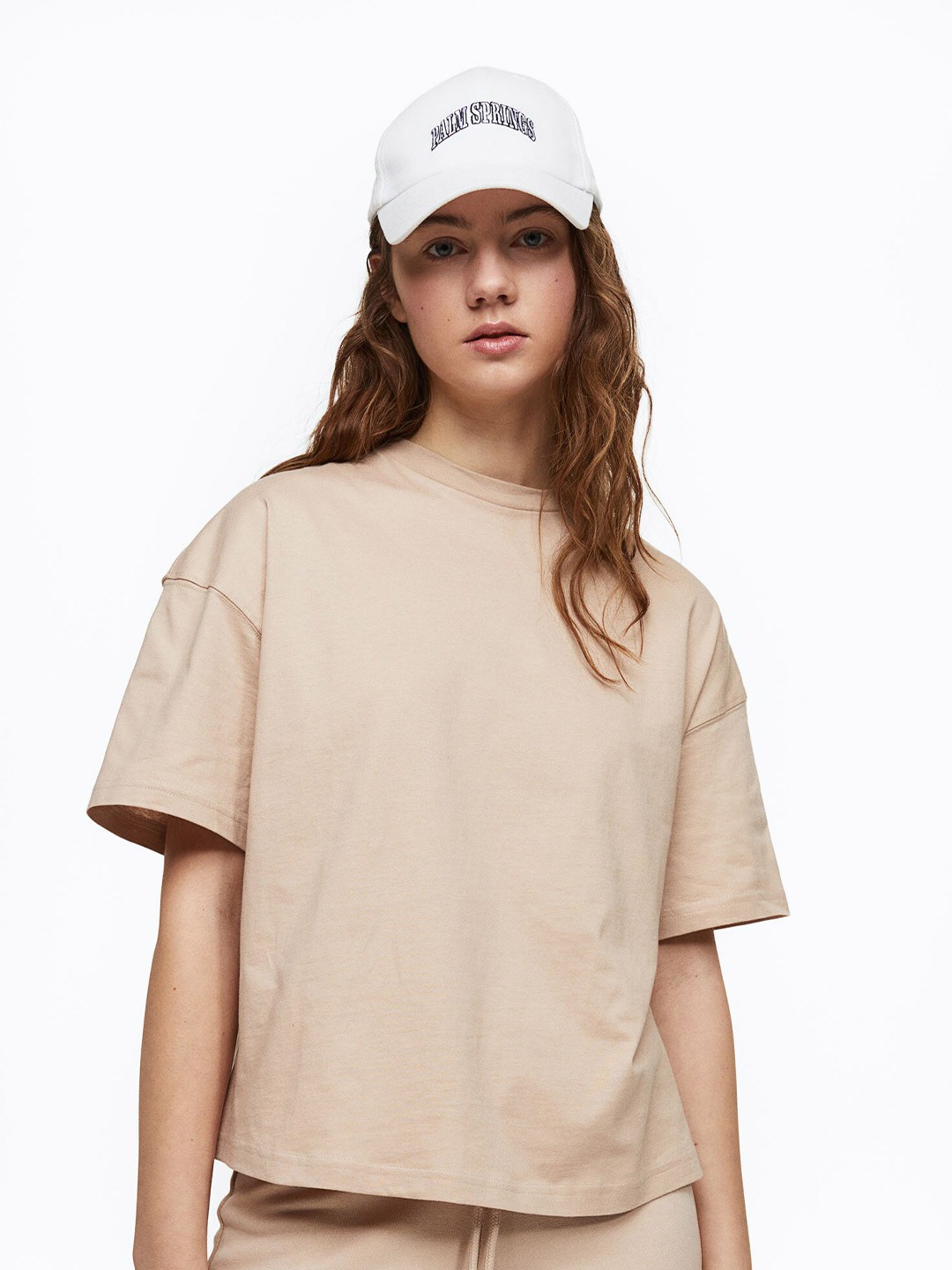 

H&M Women Oversized T-Shirt, Beige