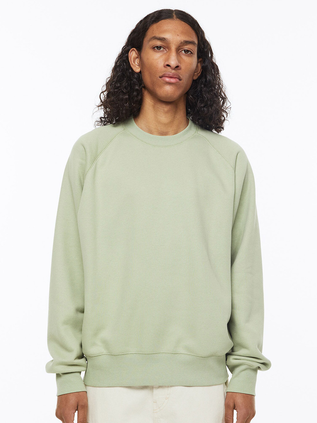 

H&M Men Oversized Fit Cotton Sweatshirt, Green