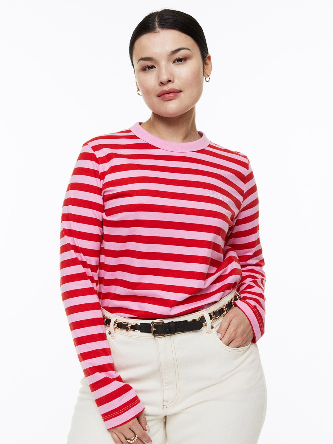 

H&M Women Cotton Jersey Top, Red