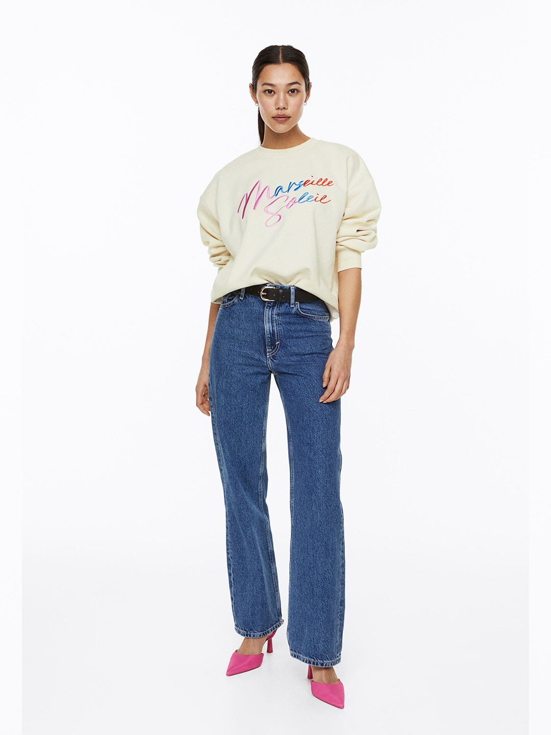 

H&M Women Crew-Neck Sweatshirt, Off white