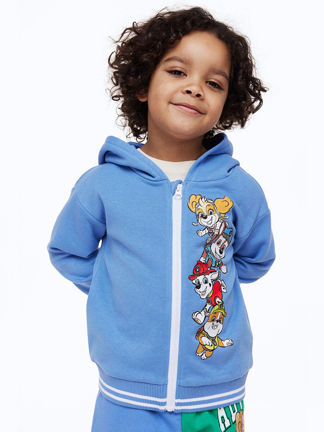 

H&M Boys Printed Zip-Through Hoodie, Blue